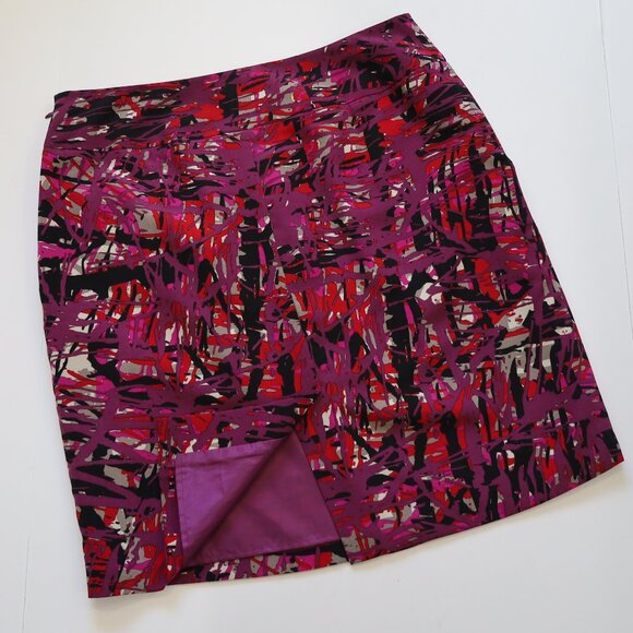ANN TAYLOR Size 10 Black Purple Skirt Career Business - Picture 6 of 6